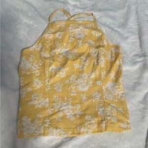 NWT yellow floral cross back tank top